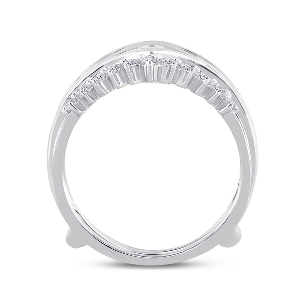 14K White Gold Round Diamond Women's Modern Wrap Ring Guard Enhancer 3/4 Cttw - Splendid Jewellery