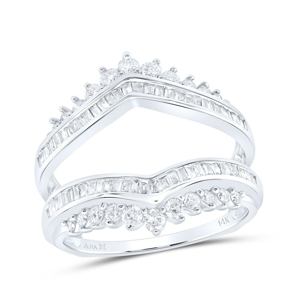 14K White Gold Round Diamond Women's Modern Wrap Ring Guard Enhancer 3/4 Cttw - Splendid Jewellery