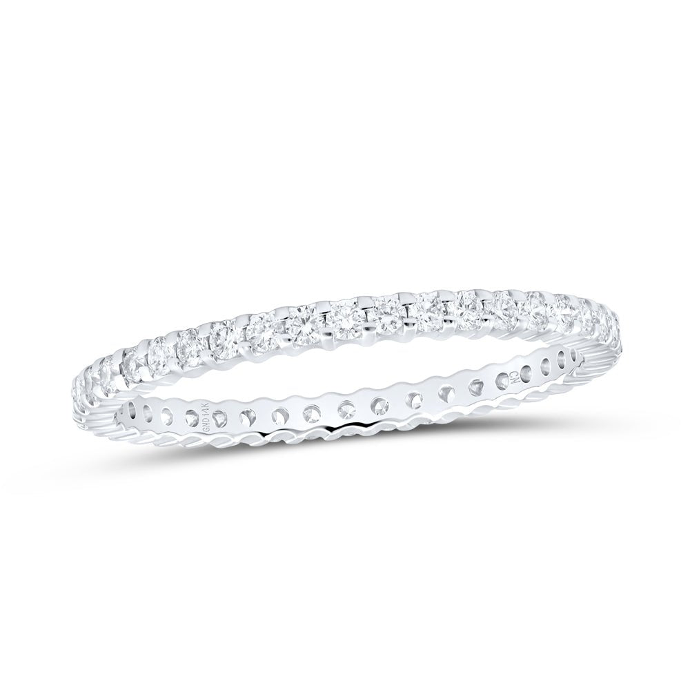 14K White Gold Round Diamond Women's Pave Set Eternity Wedding Anniversary Band 1/2 Cttw - Splendid Jewellery