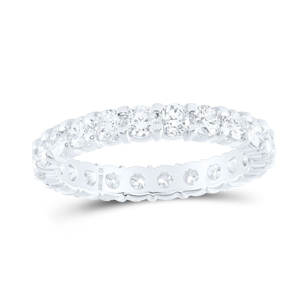 14K White Gold Round Diamond Women's Pave Set Eternity Wedding Band 2 Cttw - Splendid Jewellery