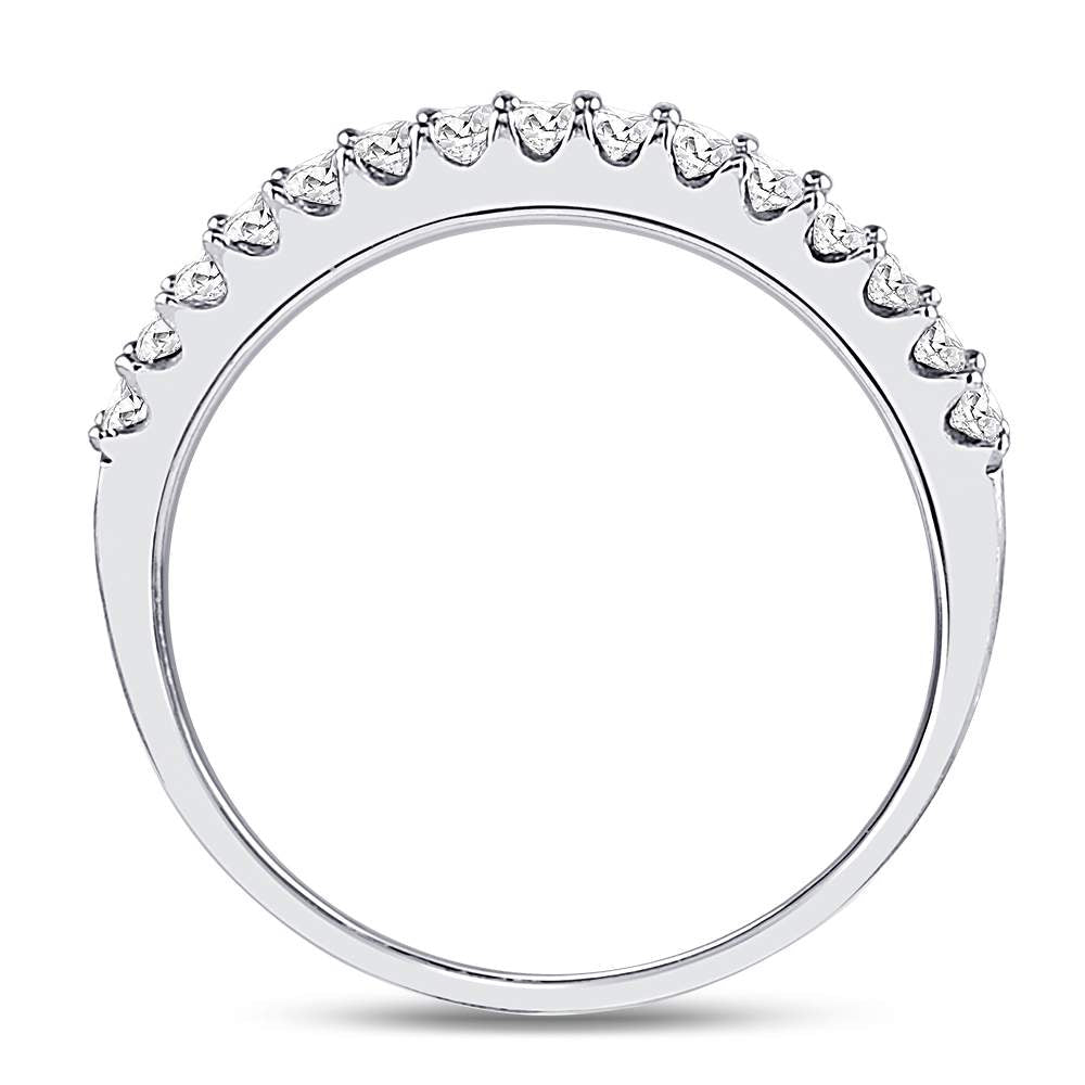 14K White Gold Round Diamond Women's Pave Set Single Row Wedding Band 1/4 Cttw - Splendid Jewellery