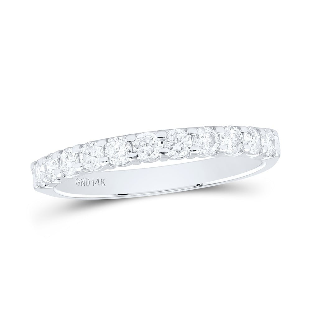 14K White Gold Round Diamond Women's Pave Set Wedding Band - Splendid Jewellery