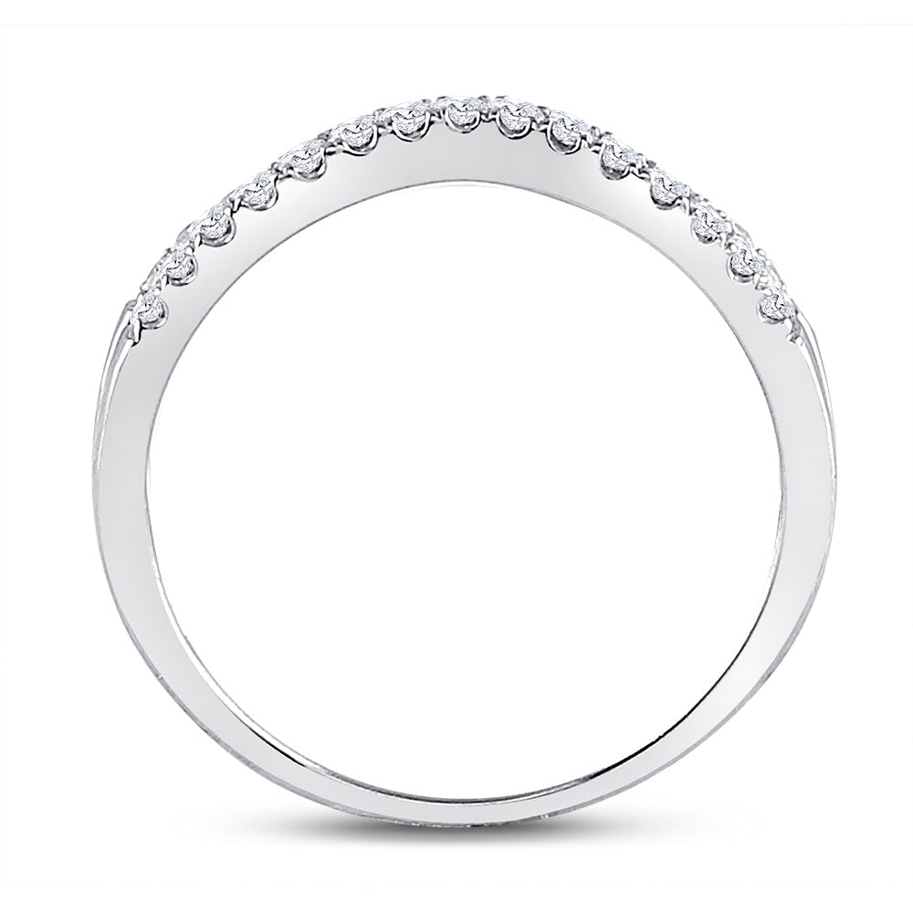 14K White Gold Round Diamond Women's Ring Contour Enhancer Wedding Band 1/4 Cttw - Splendid Jewellery