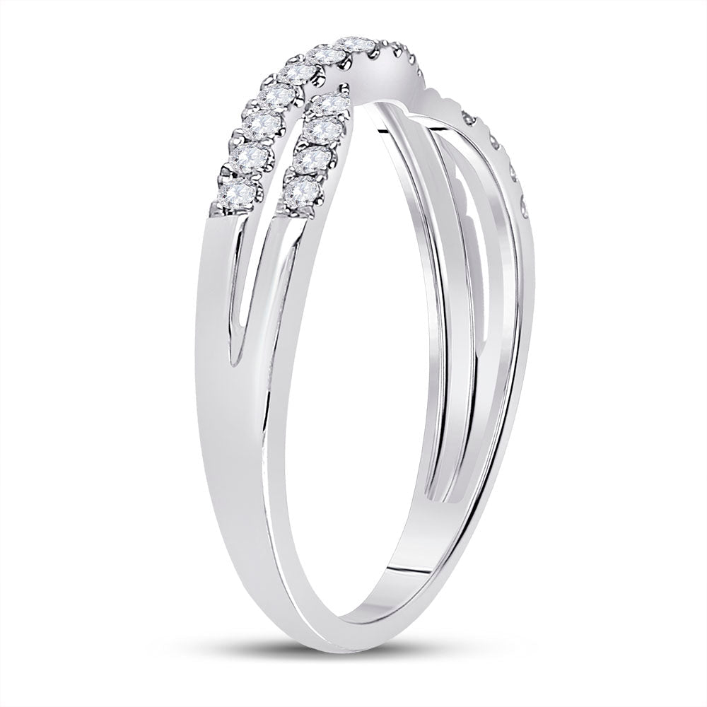 14K White Gold Round Diamond Women's Ring Contour Enhancer Wedding Band 1/4 Cttw - Splendid Jewellery