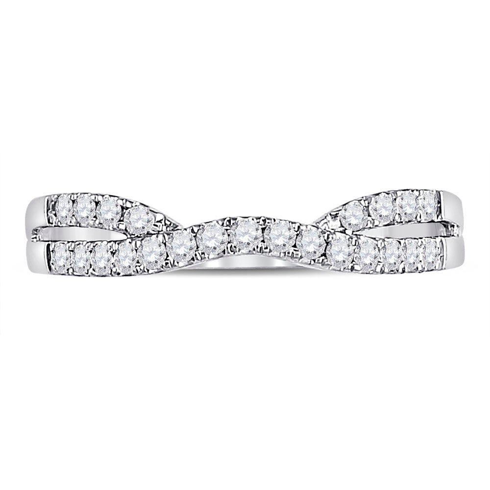 14K White Gold Round Diamond Women's Ring Contour Enhancer Wedding Band 1/4 Cttw - Splendid Jewellery