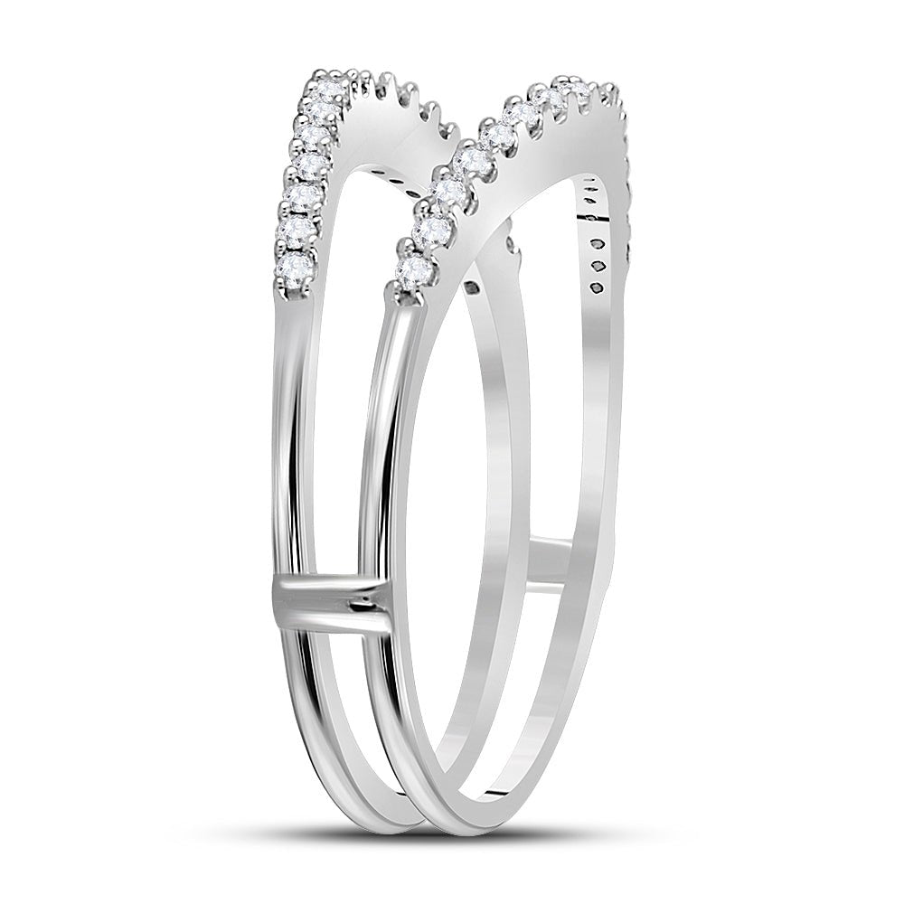 14K White Gold Round Diamond Women's Ring Guard Wrap Enhancer Wedding Band 1/4 Cttw - Splendid Jewellery