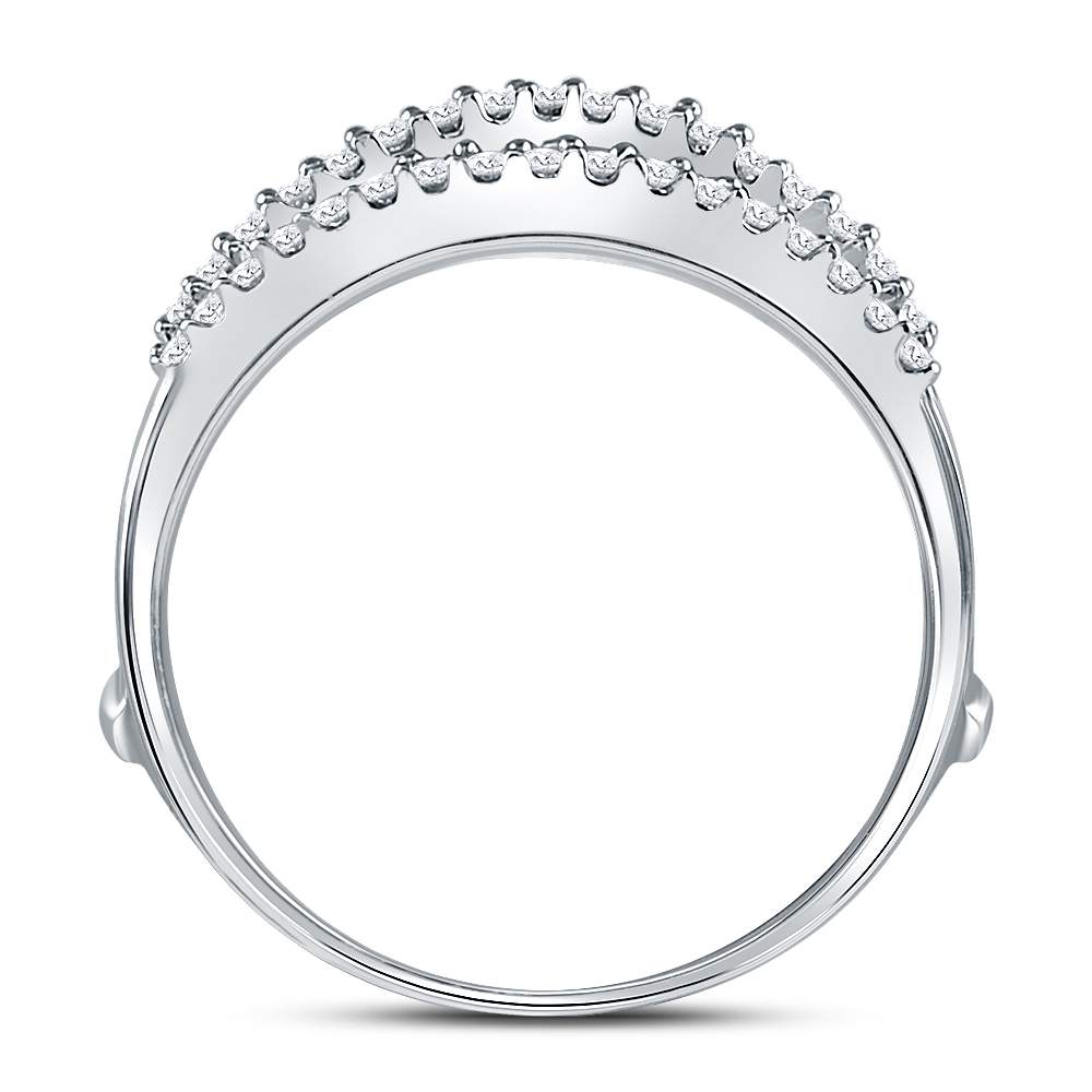 14K White Gold Round Diamond Women's Ring Guard Wrap Enhancer Wedding Band 1/4 Cttw - Splendid Jewellery