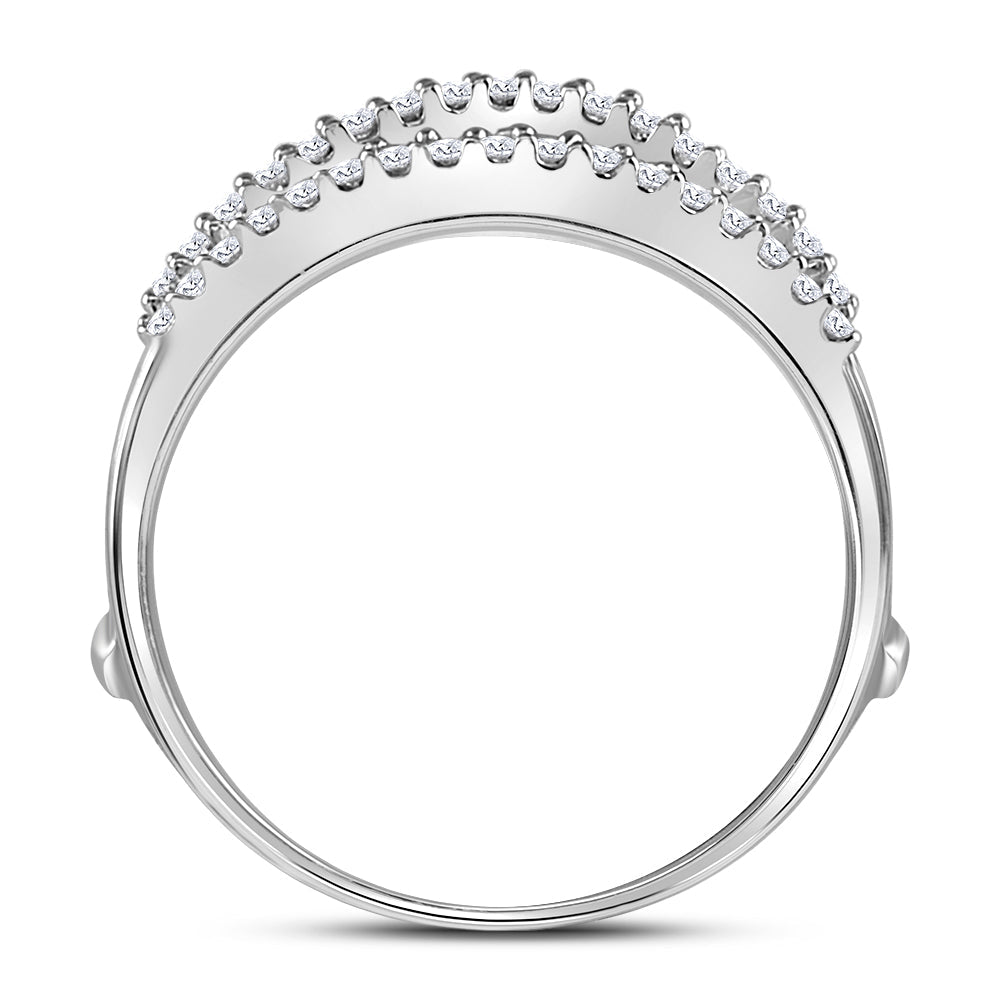 14K White Gold Round Diamond Women's Ring Guard Wrap Enhancer Wedding Band 1/4 Cttw - Splendid Jewellery