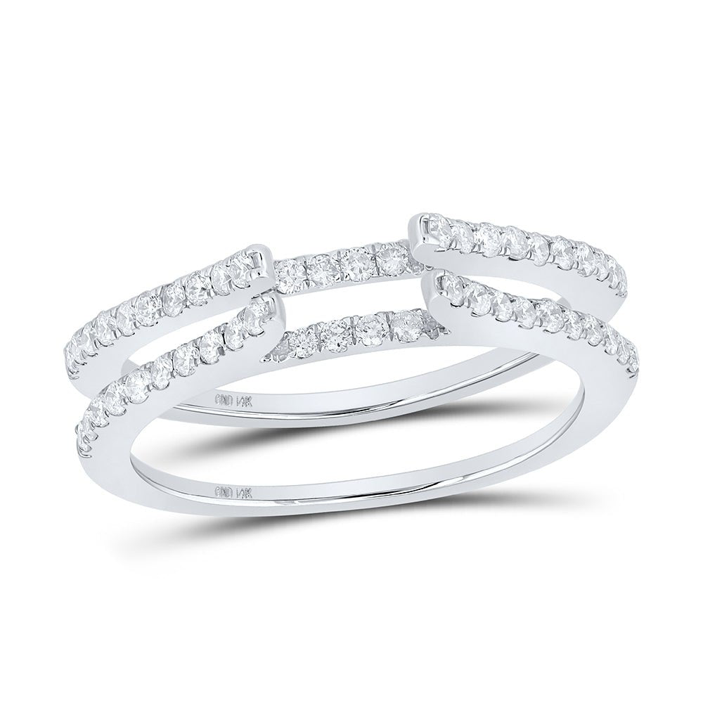 14K White Gold Round Diamond Women's Ring Guard Wrap Solitaire Enhancer 1/2 Cttw - Splendid Jewellery