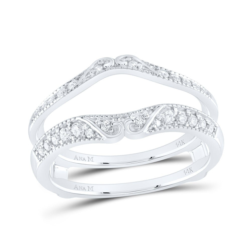 14K White Gold Round Diamond Women's Ring Guard Wrap Solitaire Enhancer 1/4 Cttw - Splendid Jewellery
