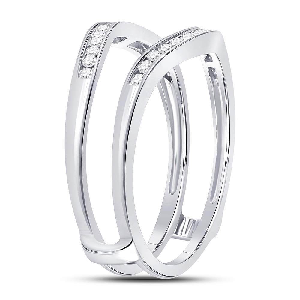14K White Gold Round Diamond Women's Ring Guard Wrap Solitaire Enhancer 1/4 Cttw - Splendid Jewellery