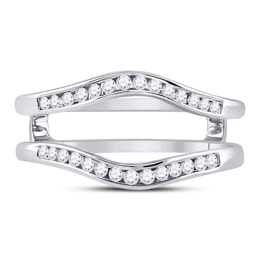 14K White Gold Round Diamond Women's Ring Guard Wrap Solitaire Enhancer 1/4 Cttw - Splendid Jewellery