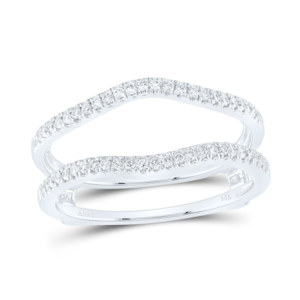 14K White Gold Round Diamond Women's Ring Guard Wrap Solitaire Enhancer Band 1/4 Cttw - Splendid Jewellery
