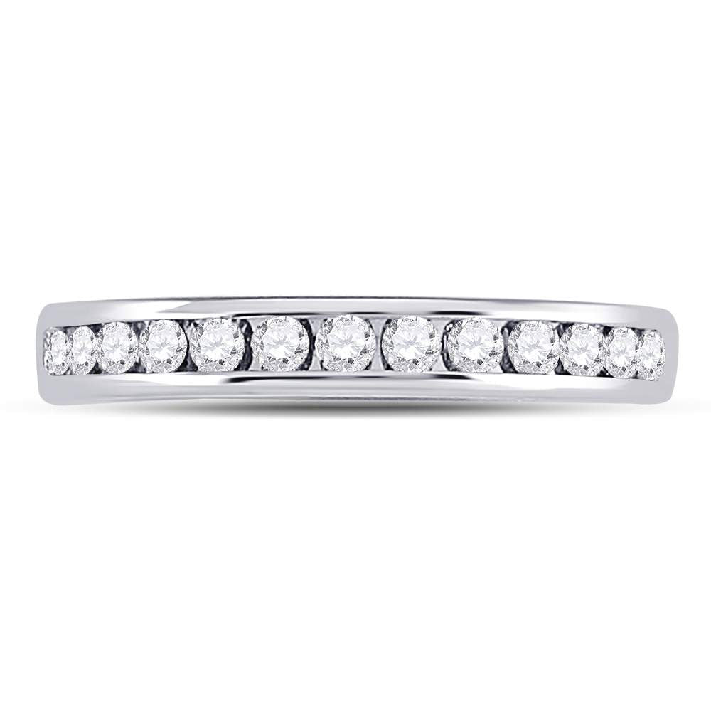 14K White Gold Round Diamond Women's Single Row Channel Set Wedding Band 1/3 Cttw - Splendid Jewellery