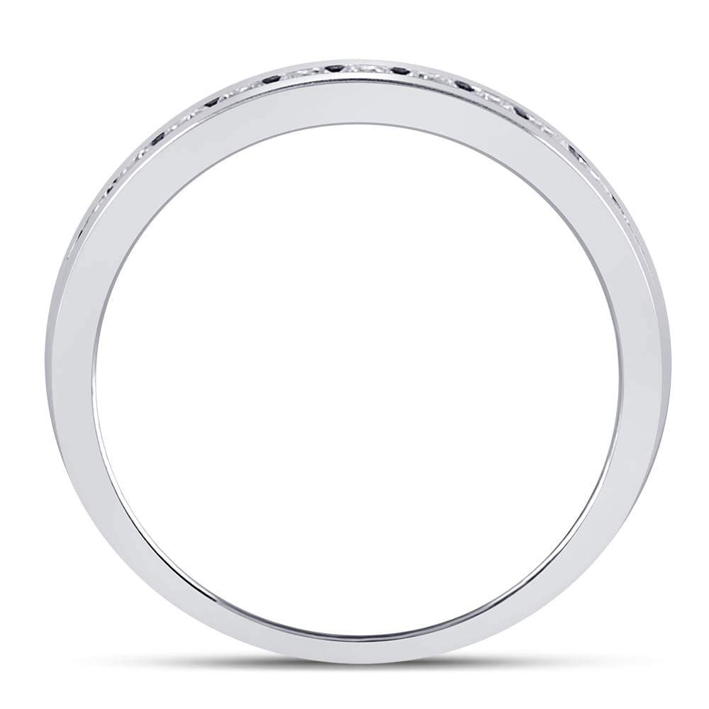14K White Gold Round Diamond Women's Single Row Channel Set Wedding Band 1/3 Cttw - Splendid Jewellery