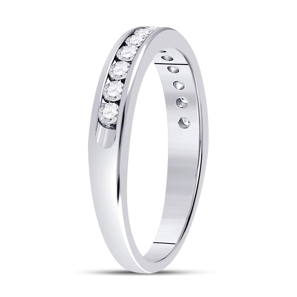 14K White Gold Round Diamond Women's Single Row Channel Set Wedding Band 1/3 Cttw - Splendid Jewellery