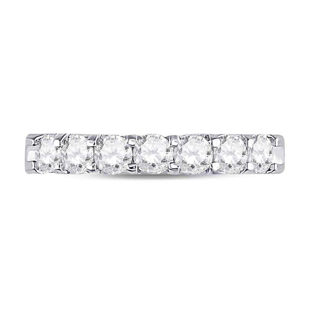 14K White Gold Round Diamond Women's Single Row Comfort Wedding Band 3/4 Cttw - Splendid Jewellery