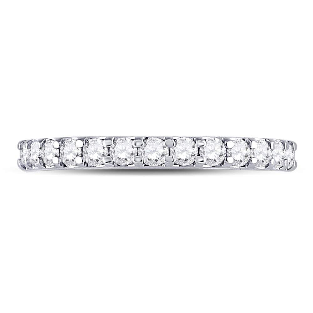 14K White Gold Round Diamond Women's Single Row Machine Set Wedding Band 1/2 Cttw - Splendid Jewellery