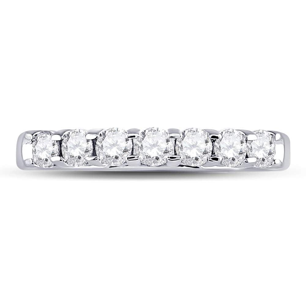 14K White Gold Round Diamond Women's Single Row Machine Set Wedding Band 1/2 Cttw - Splendid Jewellery