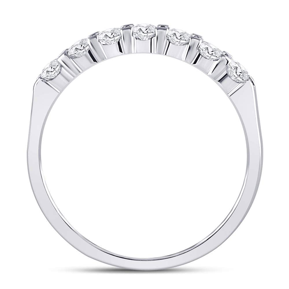 14K White Gold Round Diamond Women's Single Row Machine Set Wedding Band 1/2 Cttw - Splendid Jewellery