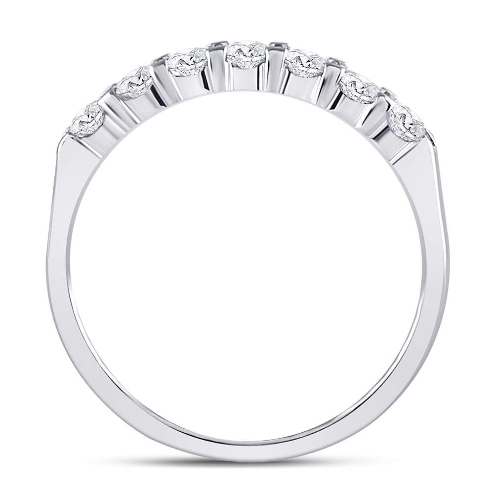14K White Gold Round Diamond Women's Single Row Machine Set Wedding Band 1/2 Cttw - Splendid Jewellery