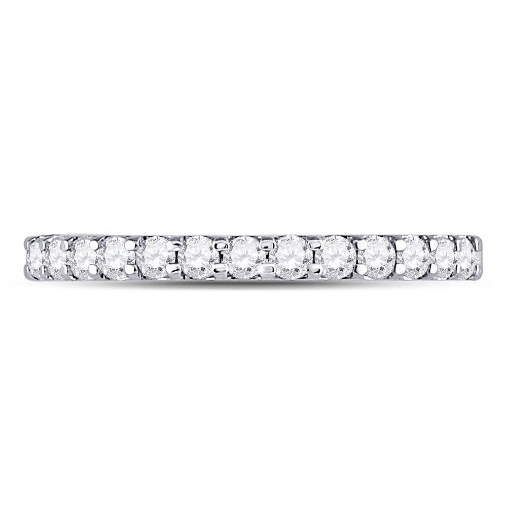 14K White Gold Round Diamond Women's Single Row Machine Set Wedding Band 1/3 Cttw - Splendid Jewellery