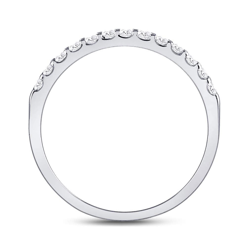 14K White Gold Round Diamond Women's Single Row Machine Set Wedding Band 1/4 Cttw - Splendid Jewellery