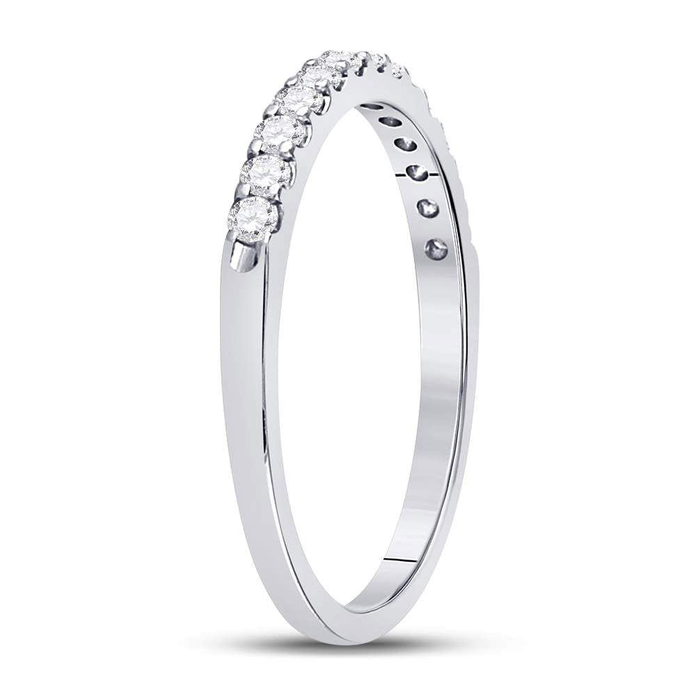 14K White Gold Round Diamond Women's Single Row Machine Set Wedding Band 1/4 Cttw - Splendid Jewellery