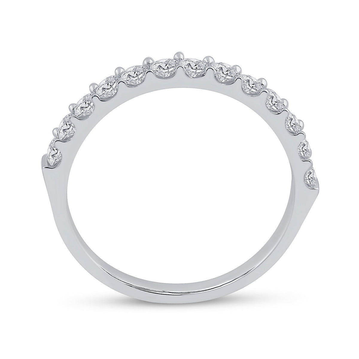 14K White Gold Round Diamond Women's Single Row Wedding Band 1/2 Cttw - Splendid Jewellery