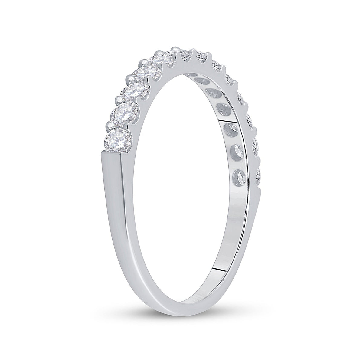 14K White Gold Round Diamond Women's Single Row Wedding Band 1/2 Cttw - Splendid Jewellery