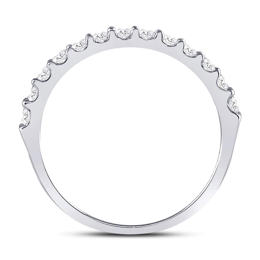 14K White Gold Round Diamond Women's Single Row Wedding Band 1/2 Cttw - Splendid Jewellery