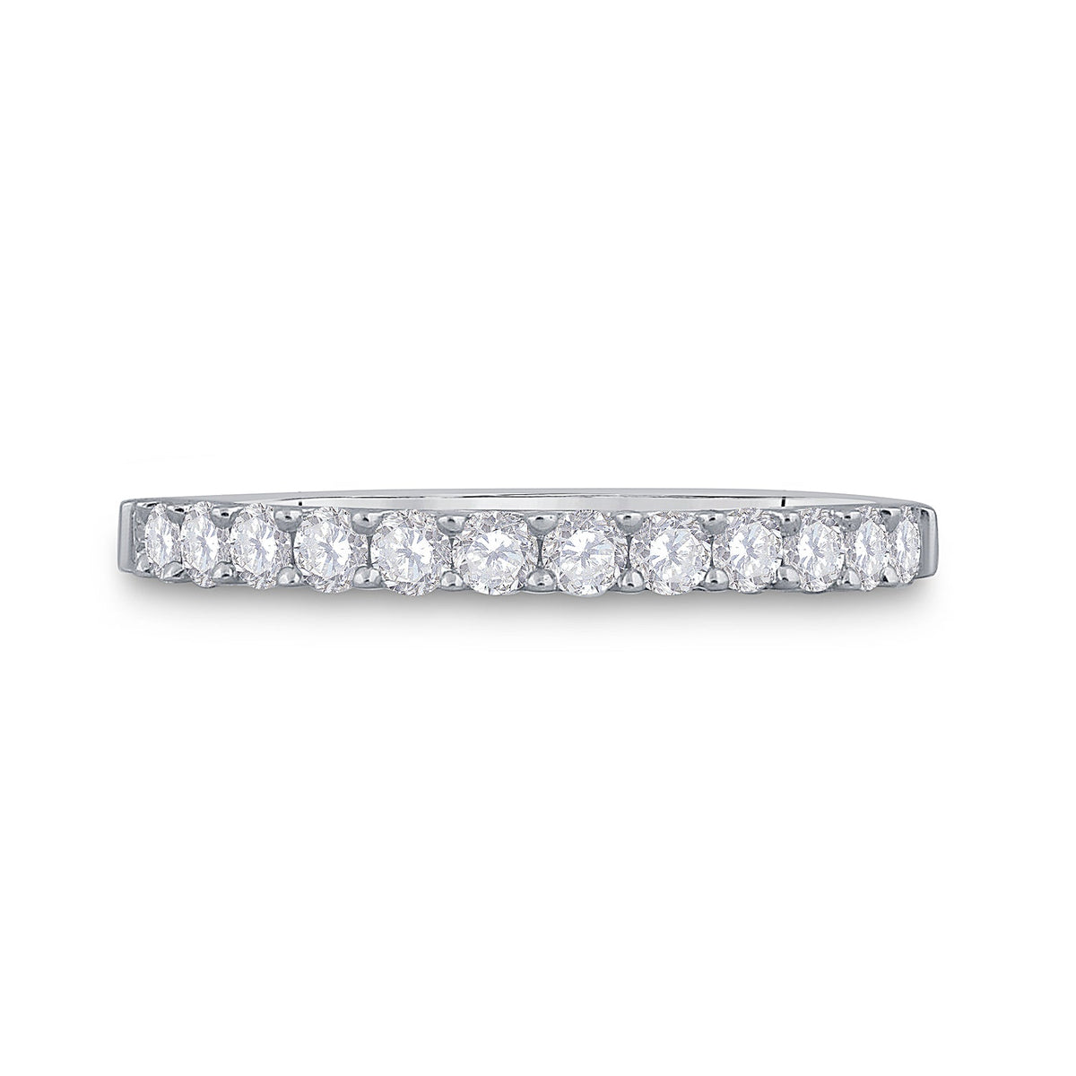 14K White Gold Round Diamond Women's Single Row Wedding Band 1/2 Cttw - Splendid Jewellery