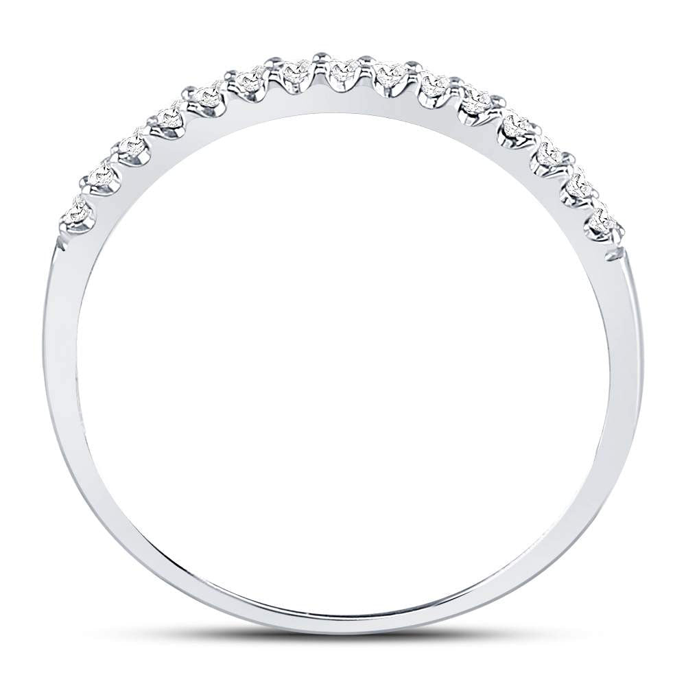 14K White Gold Round Diamond Women's Slender Stackable Wedding Band 1/6 Cttw - Splendid Jewellery