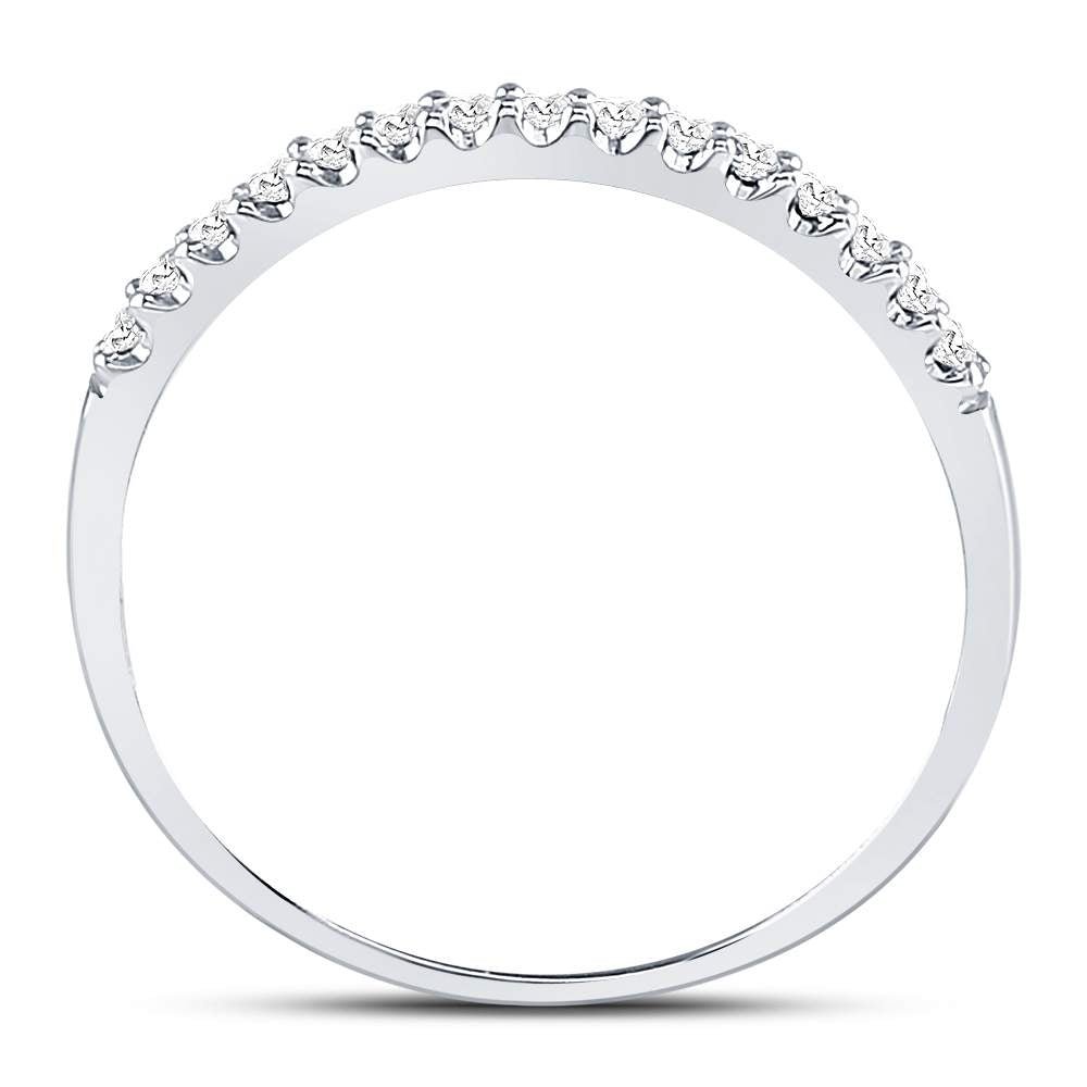 14K White Gold Round Diamond Women's Slender Stackable Wedding Band 1/6 Cttw - Splendid Jewellery
