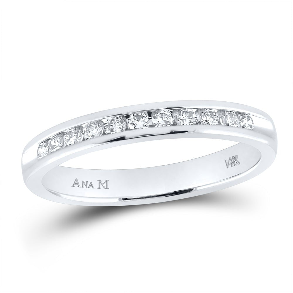 14K White Gold Round Diamond Women's Slender Wedding Band 1/4 Cttw - Splendid Jewellery