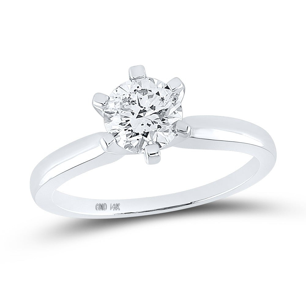 14K White Gold Round Diamond Women's Solitaire Bridal Wedding Engagement Ring 1 Cttw - Splendid Jewellery