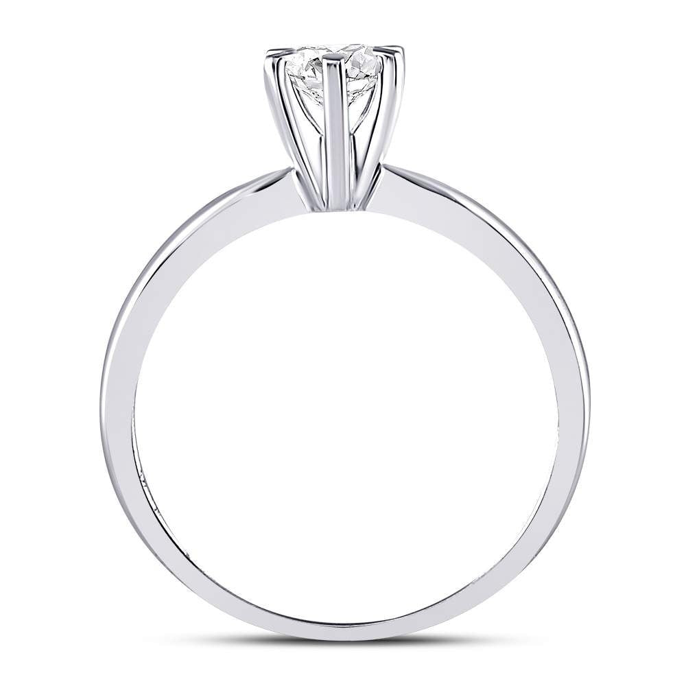14K White Gold Round Diamond Women's Solitaire Bridal Wedding Engagement Ring 1/2 Cttw - Splendid Jewellery