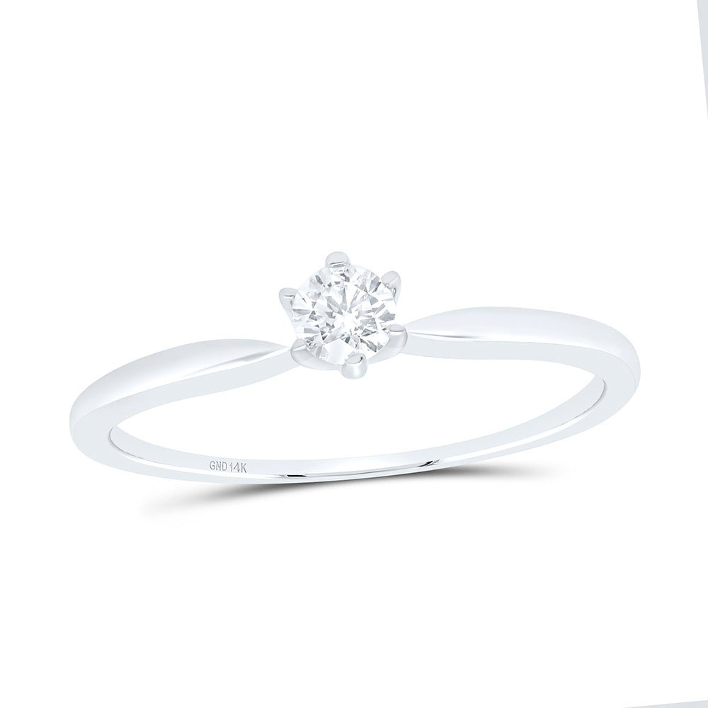 14K White Gold Round Diamond Women's Solitaire Bridal Wedding Engagement Ring 1/6 Cttw - Splendid Jewellery