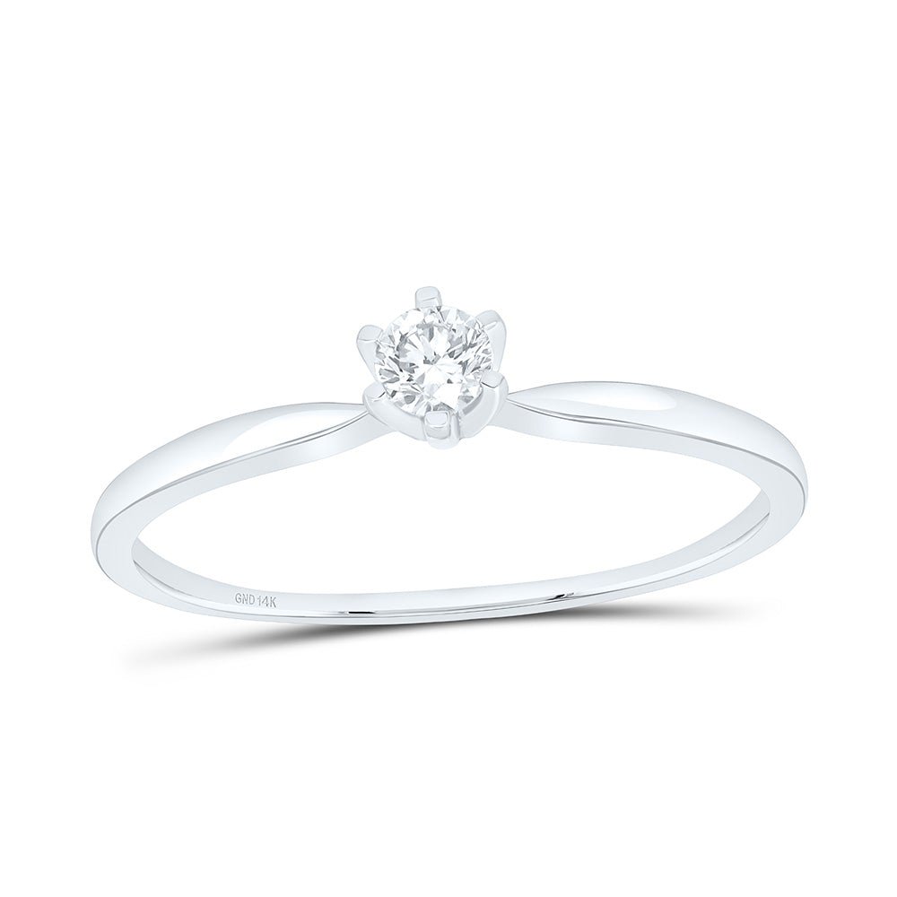 14K White Gold Round Diamond Women's Solitaire Bridal Wedding Engagement Ring 1/6 Cttw - Splendid Jewellery