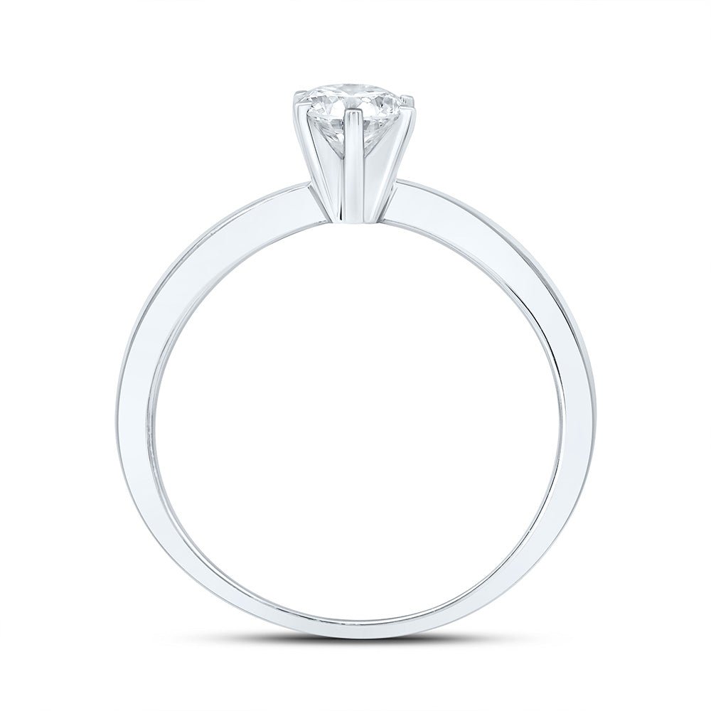 14K White Gold Round Diamond Women's Solitaire Bridal Wedding Engagement Ring 3/8 Cttw - Splendid Jewellery
