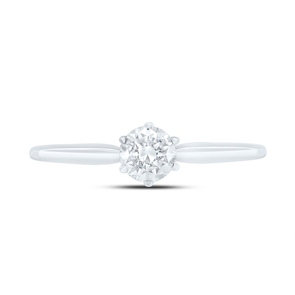 14K White Gold Round Diamond Women's Solitaire Bridal Wedding Engagement Ring 3/8 Cttw - Splendid Jewellery