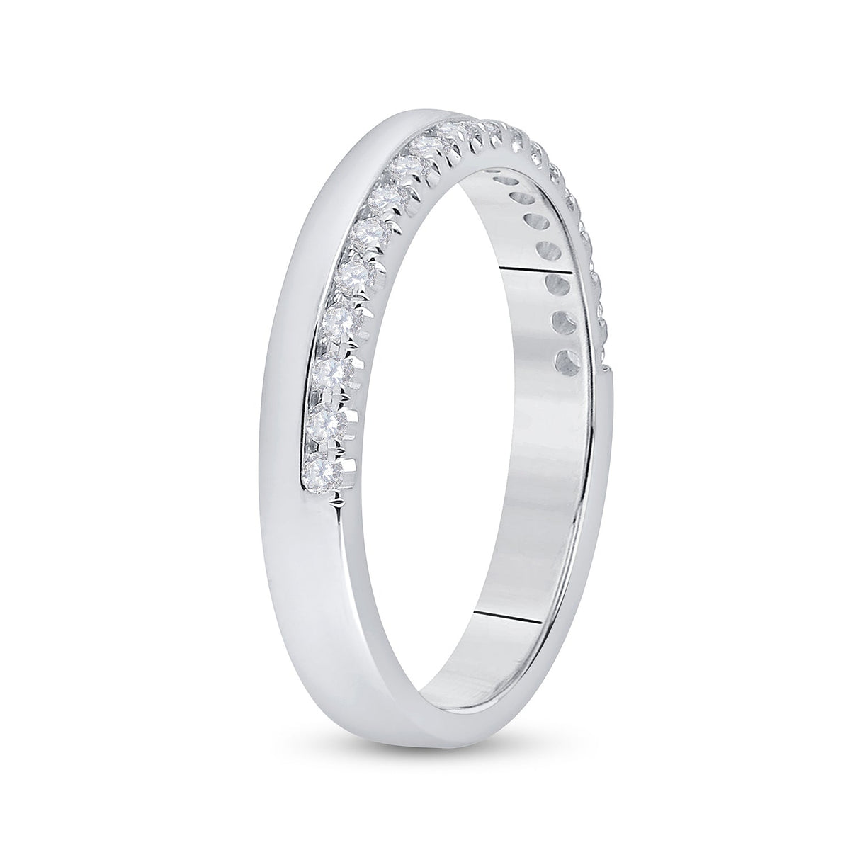 14K White Gold Round Diamond Women's Wedding Band Ring 1/5 Cttw - Splendid Jewellery