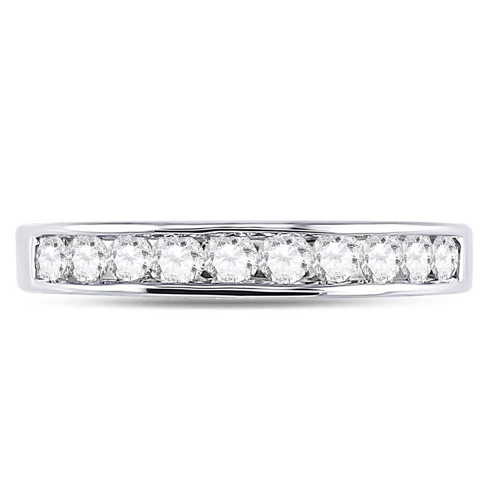 14K White Gold Round Diamond Women's Wedding Channel Set Band 1/2 Cttw - Splendid Jewellery