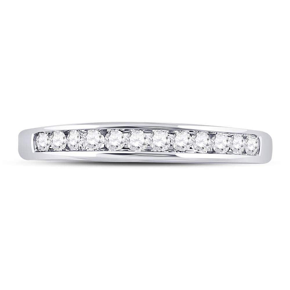 14K White Gold Round Diamond Women's Wedding Channel Set Band 1/4 Cttw - Splendid Jewellery