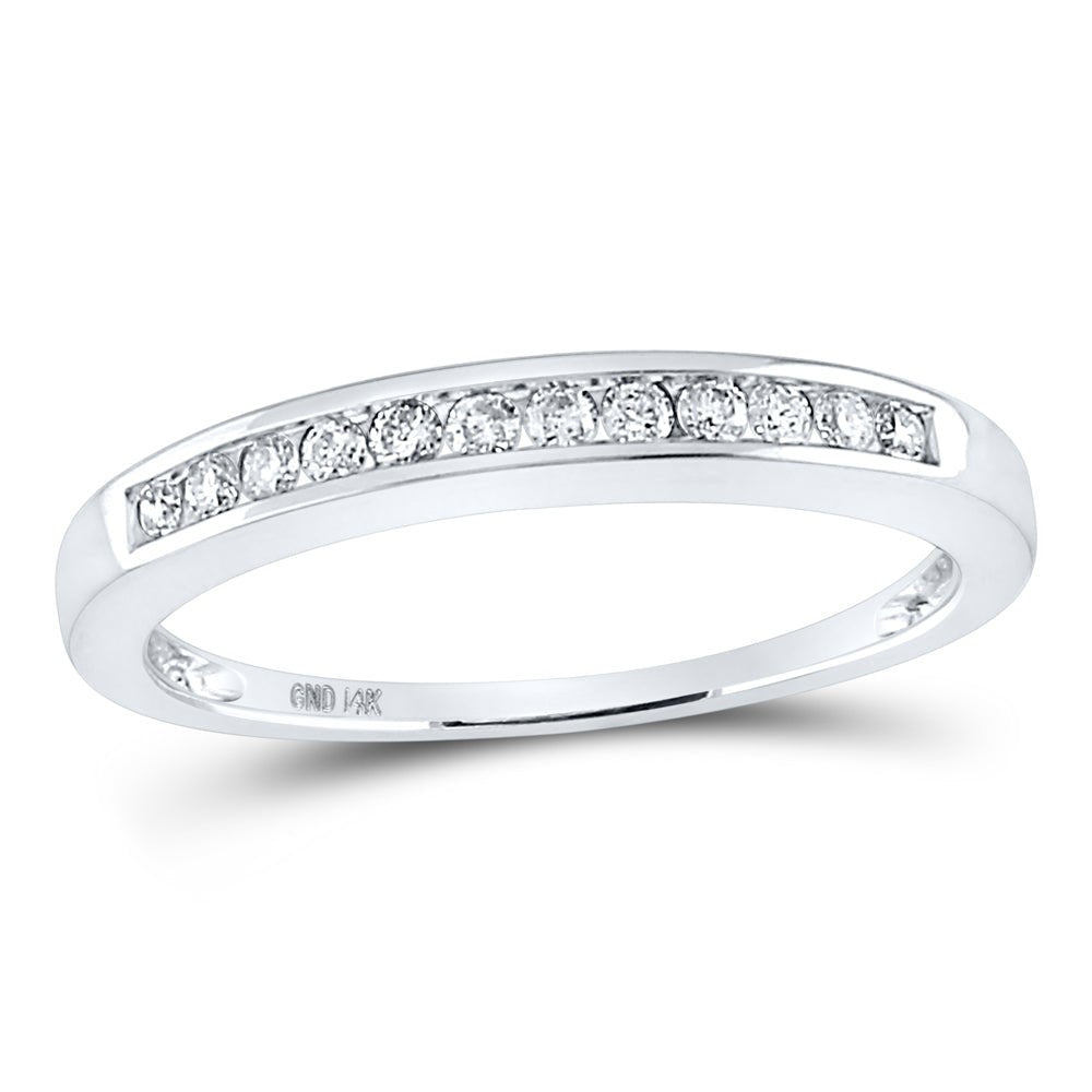 14K White Gold Round Diamond Women's Wedding Channel Set Band 1/4 Cttw - Splendid Jewellery