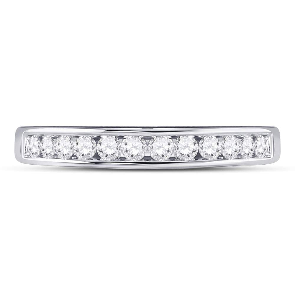 14K White Gold Round Diamond Women's Wedding Channel Set Band 1/4 Cttw - Splendid Jewellery
