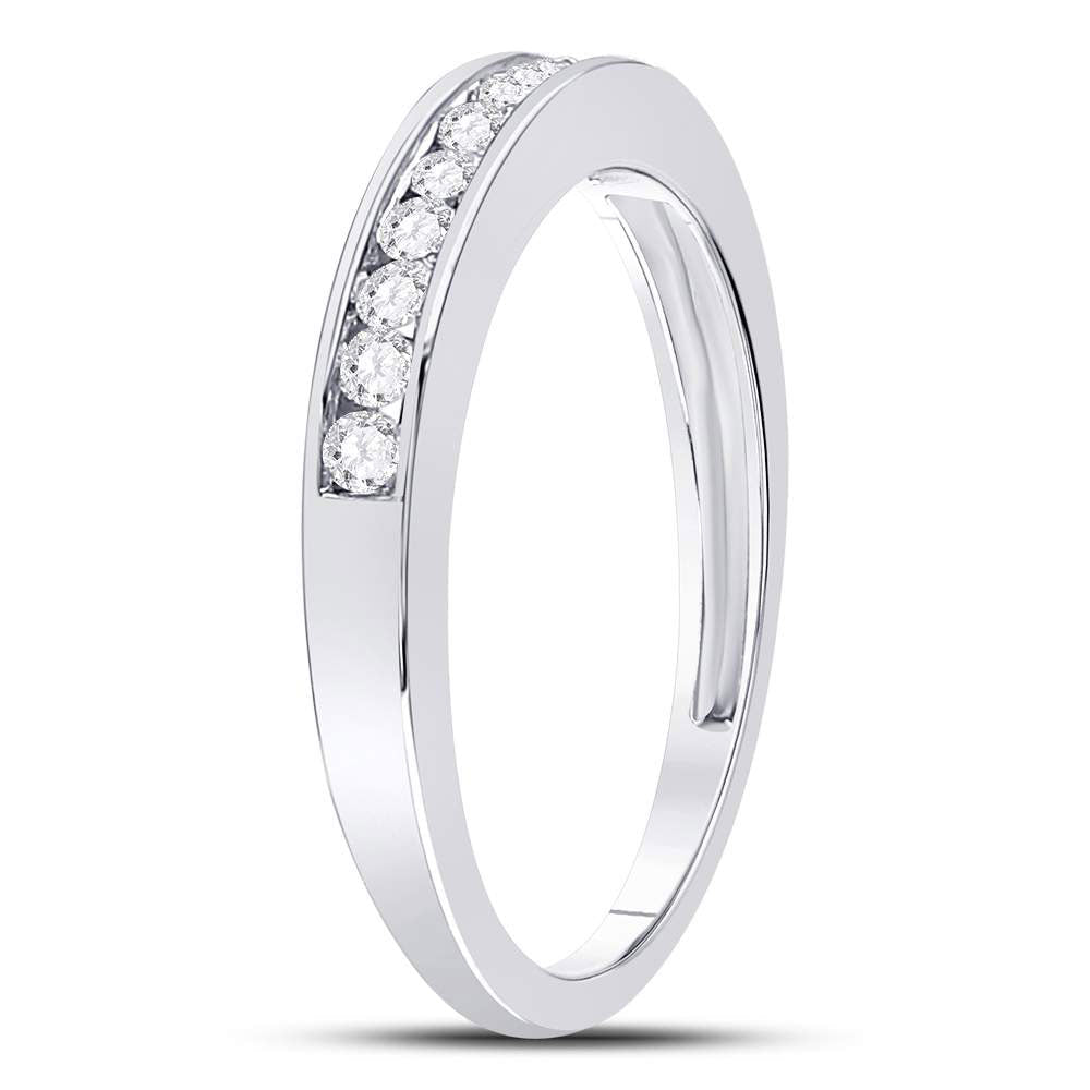14K White Gold Round Diamond Women's Wedding Channel Set Band 1/4 Cttw - Splendid Jewellery