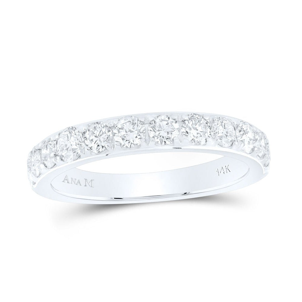 14K White Gold Round Diamond Women's Wedding Single Row Band 1 Cttw - Splendid Jewellery
