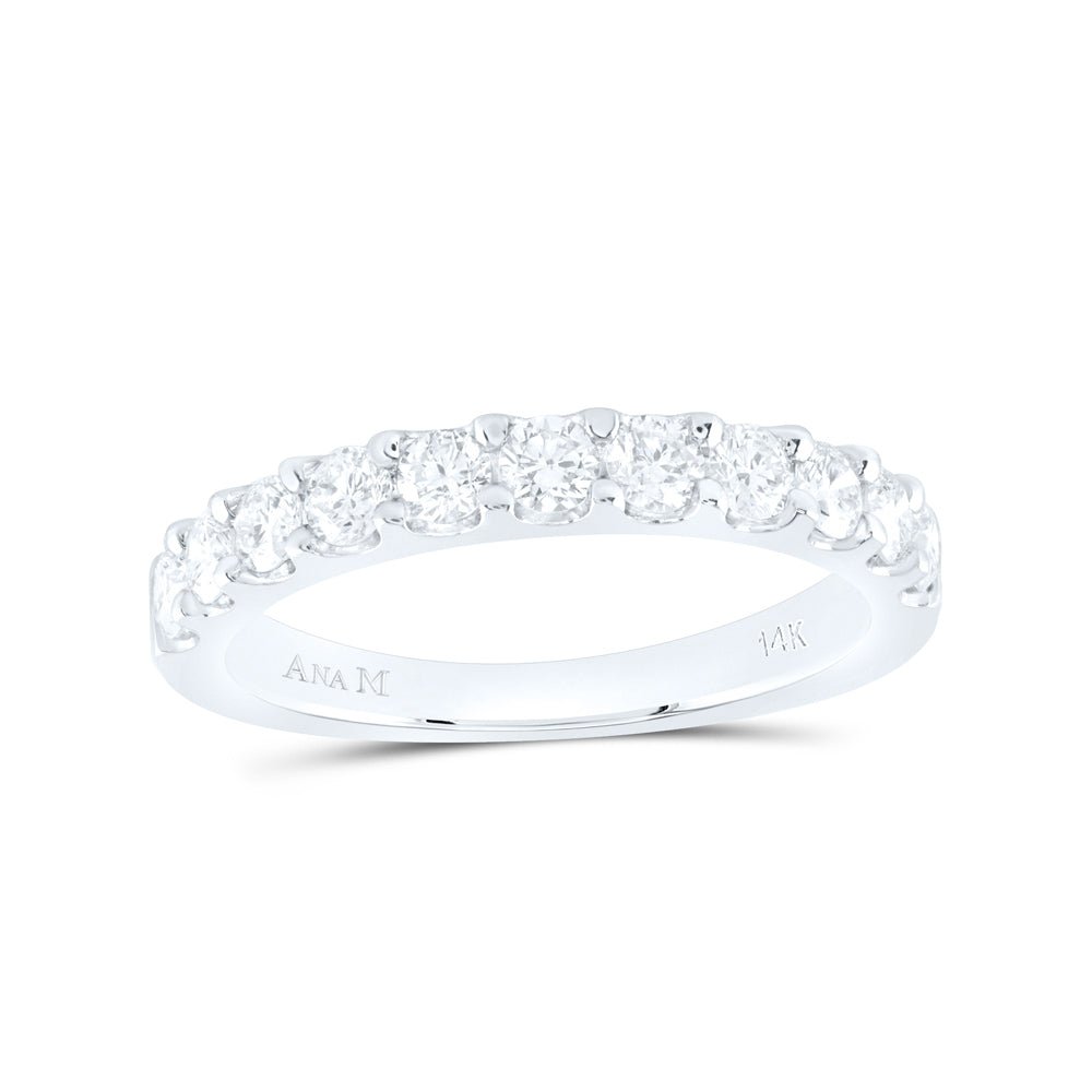 14K White Gold Round Diamond Women's Wedding Single Row Band 3/4 Cttw - Splendid Jewellery