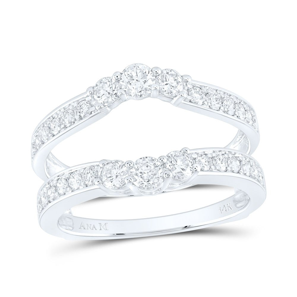 14K White Gold Round Diamond Women's Wrap Ring Guard Enhancer 1 Cttw - Splendid Jewellery